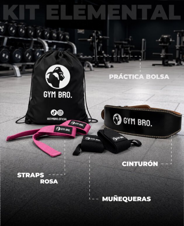 Kit Elemental Gym Bro Straps Rosa