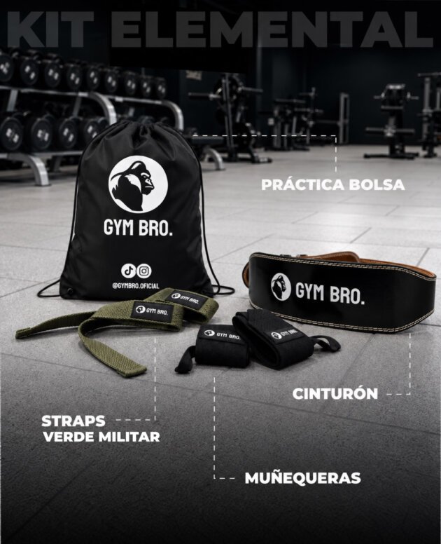 Kit elemental Gym Bro Straps Verde Militar